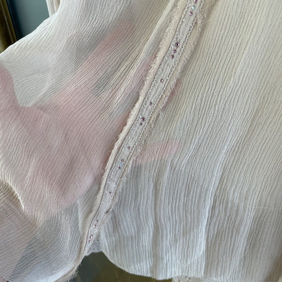 Elie Tahari Y2K Boho Lace Hem Skirt Beaded Chiffon Neiman Marcus NWT 8 - Picture 3 of 5